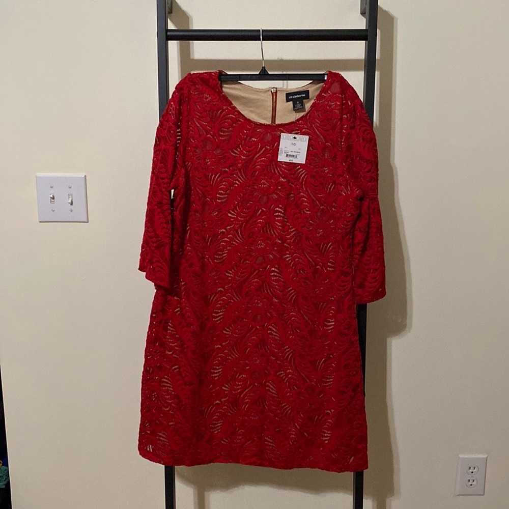 Liz Claiborne 3/4 Sleeve Floral Lace Sheath Dress